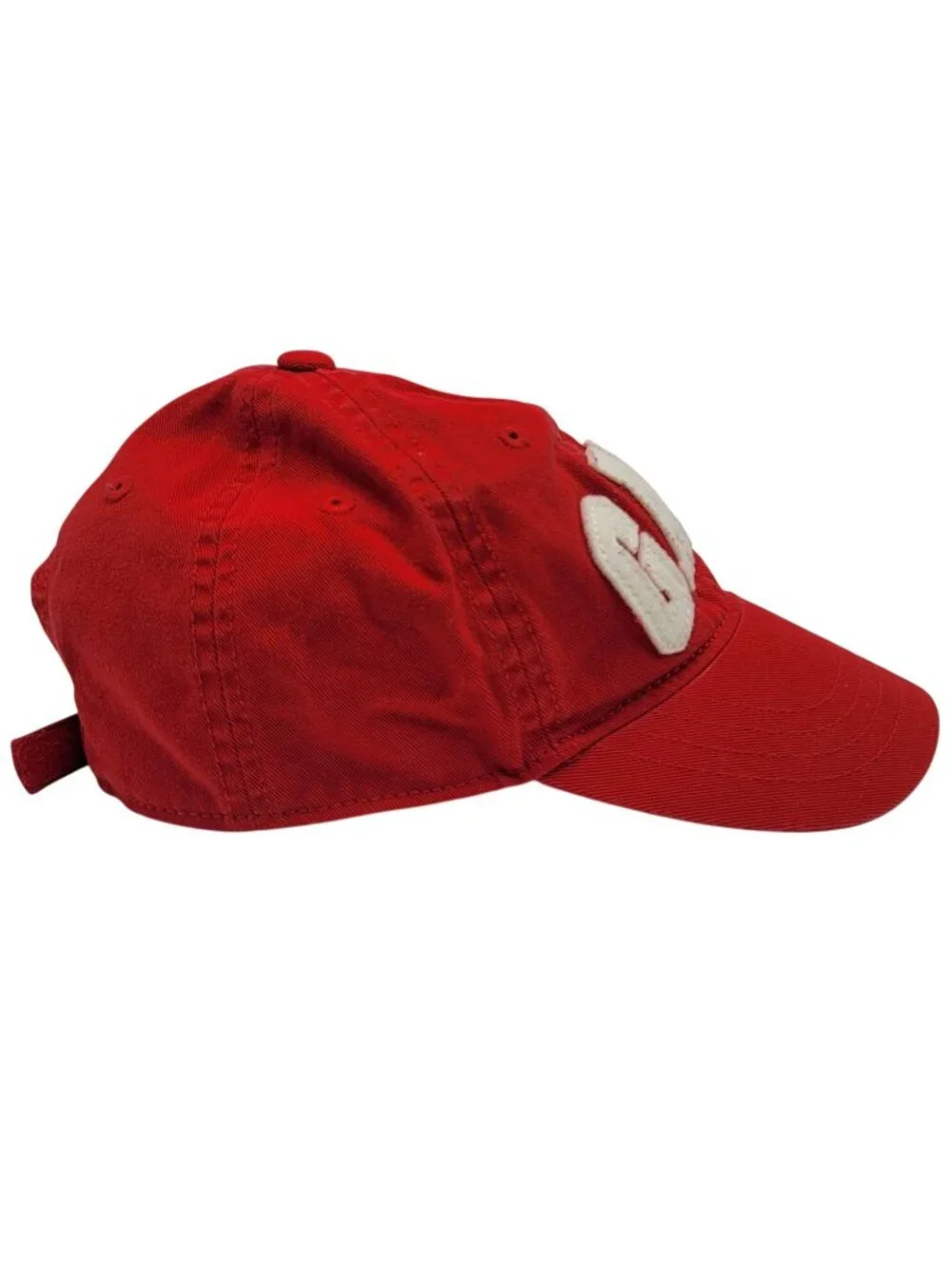 GAP Kids Baseball Hat Red Small Medium Applique White Spell Out Hook Loop Logo